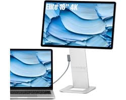 SOTSU® FlipAction Elite 16 inch Portable Monitor 4K UHD - Draagbare Monitor voor Laptop - Extra Scherm Laptop - USB-C 65W & Mini HDMI - 100% DCI-P3 - 450 Nits - Aluminium - Silver (Zilver) - Draagbaar Scherm