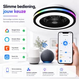 Plafondventilator met Verlichting 50 cm – Fluisterstil – Slimme RGB LED Lamp – App & Afstandsbediening – Google Home & Alexa – 6 Snelheden – Zomer & Winterstand — thumbnail 5