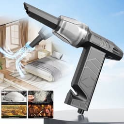 Deze krachtige mini-föhn is perfect voor elektronica, toetsenborden, banken en auto's. Hij haalt snelheden tot 130.000 toeren per minuut, heeft 3 windsnelheden en een 2000mAh-batterij. — thumbnail 1