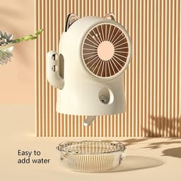 Ventilator - Mini ventilator - Oplaadbare kleine ventilator met vernevelaar, krachtige luchtstroom met 3 standen, draagbare tafelventilator, brede luchtverspreiding, stille oscillerende luchtcirculator voor thuis en op kantoor (roze) — thumbnail 5