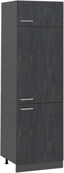 Koelkast ombouwkast - Keukenmodule Hoge kast - Keuken Inrichten - Naadloze Integratie - 60 cm breed - Zwart beton — thumbnail 1