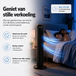 Toren Ventilator met Timer - Staande Ventilator met 3 Standen - Luchtkoeler Oscillatie 120 Graden - Verkoeling - Luchtkoeler Aircooler - Tower Fan - Ventilator Geruisloos - Tower Ventilatoren - Waaier - Torenventilator Stil - Zwart - Silvergear — thumbnail 3