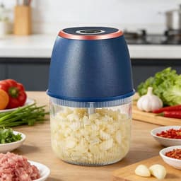 Mini Hakmolen - Keukenmachine - Snel Ingrediënten Snijden - USB Oplaadbaar - 350 ml - Blauw — thumbnail 5