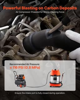 Walnootstraalunit - Mobiele zandstraalmachine - 13 L Reservoir - 1200 W - Ontkolen inlaatspruitstukken en kleppen - Incl. 2,5 kg walnootschil straalmiddel - 23 adapters — thumbnail 3