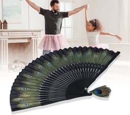Dailygoody - Bamboeventilator - Opvouwbare ventilator - Elegant design - Pauwenpatroon - Draagbaar voor dansvoorstellingen - Herbruikbaar — thumbnail 5