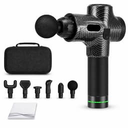 Gloovon® Massage Gun - Massagepistool - 12mm Amplitude & 30 Standen - Inclusief 6 Opzetstukken & Stevige Koffer - LCD Display - Stil - Zwart — thumbnail 1