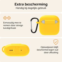 Hoesje - Geschikt voor Apple AirPods 4 / 5 - met Clip - Siliconen Hoes - Silicone Case Cover - Geel — thumbnail 5