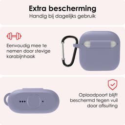 Hoes - Geschikt voor Apple AirPods 4 / 5 - Siliconen Hoesje met Clip - Silicone Case Cover - Lila — thumbnail 5