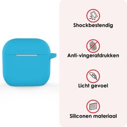 Hoes - Geschikt voor Apple AirPods 4 / 5 - Siliconen Hoesje met Clip - Silicone Case Cover - Lichtblauw — thumbnail 3