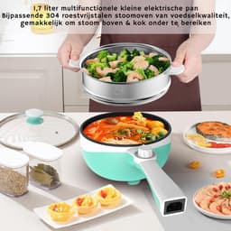 Hotpot Electrisch Chinees – Kaasfondue Pan Elektrische Multipan – Multifunctioneel 1.7L - Chinese Fondue 200/600Watt – Saute Pan – Friteuse – Hete Pan- Stomer – Langzame Kookplaat – Gemakkelijk Schoon te Maken - Blauw — thumbnail 5