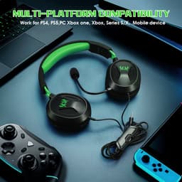 KOTION EACH G3100 Gaming Headset - Over-ear Koptelefoon met Microfoon - Geschikt voor Nintendo Switch,PS5, PS4, Xbox Series X|S, Xbox One, Mobile & PC - Zwart groen — thumbnail 2
