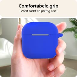 Hoesje - Geschikt voor Apple AirPods 4 - met Clip - Siliconen Hoes - Silicone Case Cover - Blauw — thumbnail 4