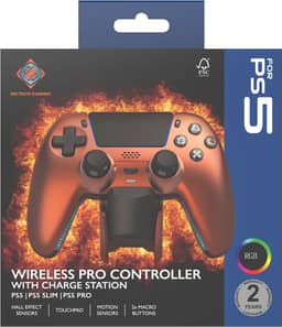 Deltaco Gaming Draadloze Pro Controller + Oplaadstation - Hall-Effect - Oranje/Koper - PS5/PC/Mobile — thumbnail 4