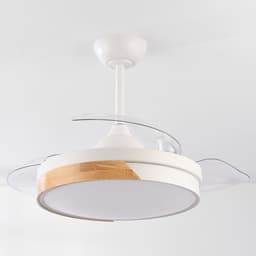 LumenXL - Plafondventilator met lamp en 3 uitklapbare bladen, Vjetar - wit met houtoptiek — thumbnail 5