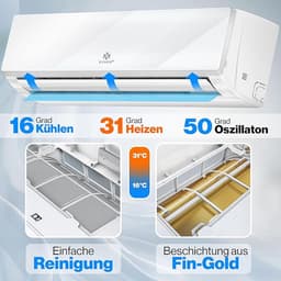 Split Airconditioner 9000 BTU (2.6 kW) WiFi Ready – A+++ Energiezuinig Koelen & Verwarmen – Zeer Stil Inverter Airco met Timer, Afstandsbediening & Complete Installatieset (3m) – Laura — thumbnail 5
