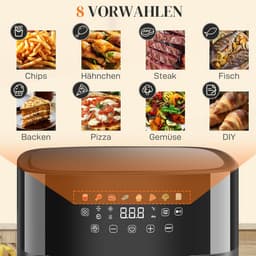 Grote heteluchtfriteuse 8L met 8 programma's en 1700W - Gezond Frituren — thumbnail 3