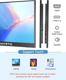 Draagbare Externe Monitor 15.6 Inch Full HD Touchscreen Monitor USB-C & Mini-HDMI — thumbnail 4