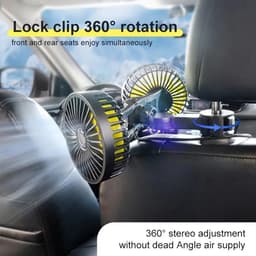 Auto Hoofdsteun Ventilator - Autoventilator Achterbank - USB - Dubbele Kop - 5 Bladen - 10W - Krachtige Luchtstroom - Zwart — thumbnail 5