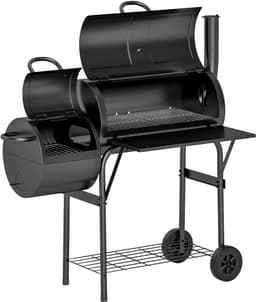 Killogood Houtskoolbarbecue van staal BBQ-smoker met deksel thermometer wielen luchttoevoer kolenbak — thumbnail 3