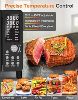 Airfryer Convectieoven - Mini Oven Broodroosteroven - Snel en gelijkmatig koken - 12-in-1 functies - 21 QT - Zwart — thumbnail 5