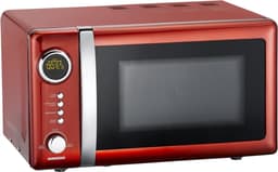Magnetronoven – Retro Magnetron – Combimagnetron – Keukenmagnetron – Compacte Magnetron – 20 Liter Inhoud – 700 Watt Vermogen – Timer – 5 Standen – Rood Metallic – Metalen Behuizing — thumbnail 1