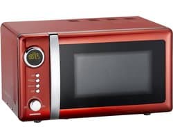 Magnetronoven – Retro Magnetron – Combimagnetron – Keukenmagnetron – Compacte Magnetron – 20 Liter Inhoud – 700 Watt Vermogen – Timer – 5 Standen – Rood Metallic – Metalen Behuizing