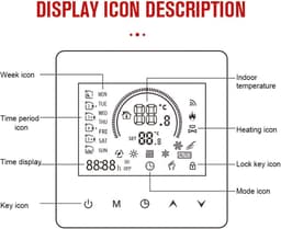 Slimme Thermostaat - Programmeerb. Verwarming - Home Kantoor Hotel - LCD Kleurendisplay - 41x86x86mm - Wit — thumbnail 5