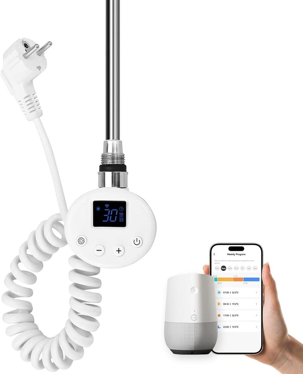 Elektrisch Verwarmingspatroon met Thermostaat voor Handdoekradiator 600W WiFi Bestuurbaar — afbeelding 1