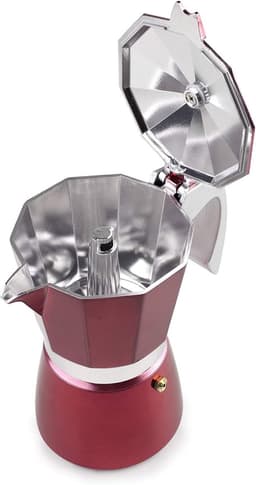 Percolator Koffiezetter - Espresso Maker - Koffie Zetten - Geschikt voor Inductie - 3 Koppen 150ml - Rood — thumbnail 4