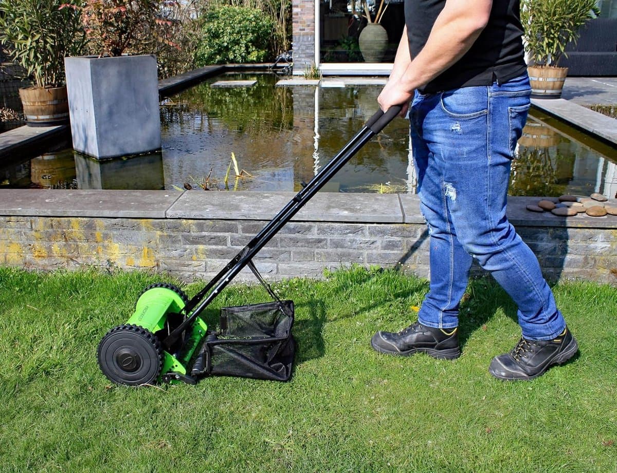 Handgrasmaaier 30 cm - Cilindermaaier Tuin - Gazon Onderhoud - 4 Hardmetalen Bladen - 18L Opvangbak — afbeelding 1