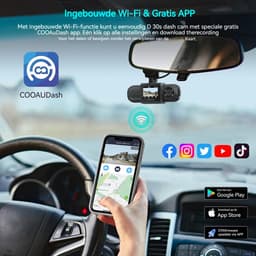 COOAU Dubbele dashcam - Autodashcam - Ultra 4K & Full HD - Camera voor en achter - WiFi & GPS - met app - G-sensor - Nachtzicht - Loopopname - G-sensor - Parkeerbewaking — thumbnail 4