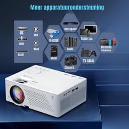 SCH® Draagbare beamer - Beamer - Projector - Mini Beamer - Wit - 26cm x 25cm x 12cm — thumbnail 5