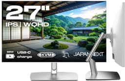 JAPANNEXT Touchscreen Monitor Wit 27" IPS WQHD (2560x1440) met verstelbare arm | JN-IPS27WQHDR-C65W-FLD-T — thumbnail 1