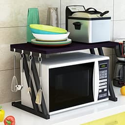 Mikrowave Houten Rek met Haken - Kookgerei en Opslagrek voor Keuken (57 x 38 x 38 cm) — thumbnail 3