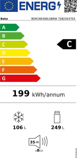 Beko B5RCNE406LXBRW - koel-vriescombinatie Vrijstaand 355 l - C Label- Zwart — thumbnail 2