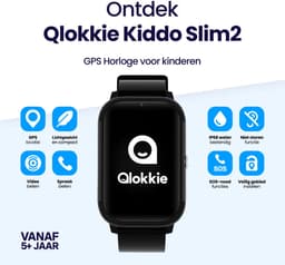 Qlokkie Kiddo Slim 2 Zwart – GPS horloge kind – Smartwatch kinderen – GPS tracker kind met nauwkeurige locatiebepaling – GPS horloge met simkaart – Videobellen – SOS functie – Stel veilige zones in – Waterdicht IP68 — thumbnail 2