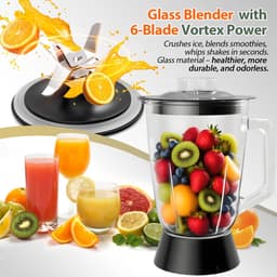 SnelShoppen - 1500 W Keukenmachine & Mixercombinatie met 2,5L Hakmolen voor Vlees, Groenten & Deeg, 2L Blender met Glas, 2 Snelheden & Pulsfunctie voo — thumbnail 4