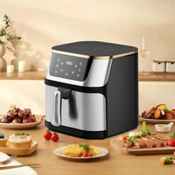 Airfryer - XXL – Heteluchtfriteuse – 2400W/2800W – 12L - RVS & Touchscreen – Multifunctionele Elektrische Friteuse - Olievrij Frituren - Zwart — thumbnail 4