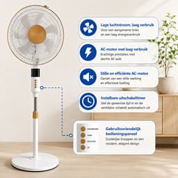 Lifero Staande Ventilator - Ventilatoren - Verstelbaar met 6 Snelheden - Vloerventilator - Koelventilator op Statief - Ventilatie — thumbnail 3