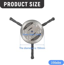 SnelShoppen - Professionele Grasmaaier Cutter - Onkruidborstel voor Elektrische Grasmaaier - Stalen Draad Borstelkop - 3 Snijkoppen - 150 mm Diameter — thumbnail 5