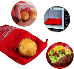 SnelShoppen - 5 Stuks Aardappel Magnetron Zak - Herbruikbare Magnetron Kooktas voor Aardappelen en Maïs - Geschikt voor Snelle Maaltijden Thuis en Op — thumbnail 5