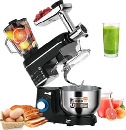 Keukenmachine - Mixer Blender - Bakken En Koken - 3-in-1 Functionaliteit - 7 Liter Kom - Zwart — thumbnail 1