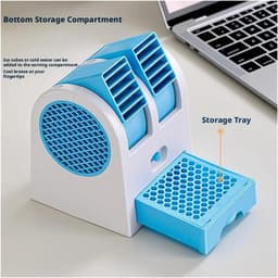 Stille mini-bureauventilator, oplaadbaar via USB, draagbaar ontwerp, geschikt voor dagelijks gebruik in studentenkamers, kantoren en woningen - Blauw — thumbnail 3