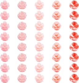 40 roze schelpkralen met bloemvorm voor sieraden maken, natuurlijke zeeschelpen in diverse maten voor creatieve en unieke handgemaakte accessoires — thumbnail 1