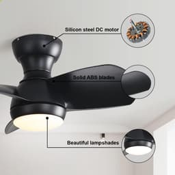 Merdoo plafondventilator met LED verlichting - Ø 58 cm - zwart - afstandsbediening - DC motor - 6 snelheden — thumbnail 5