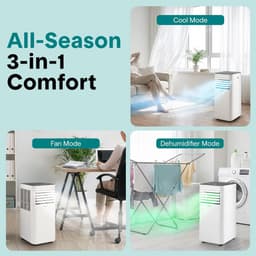 Mobiele Airco 8000 BTU – Draagbare Airconditioner – Ontvochtiger – LED-display – Wit — thumbnail 2