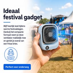 Kleine Draagbare Bureauventilator - Compacte USB-C Ventilator - Mini Tafel Ventilator 3 Standen - voor Auto, Kantoor & Onderweg - Lichtgewicht Mini Desk Fan - Kleine Oplaadbare Ventilator - Handventilator Oplaadbaar - Handwaaier - Blauw - Silvergear — thumbnail 2