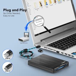 Externe Floppy Disk Drive - Diskettestation Lezer - Oude Bestanden Lezen - USB A en C Connectoren - 35 inch — thumbnail 3