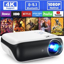 QIN® Draagbare beamer - Beamer - Projector - Mini Beamer - Zwart/Wit - 24cm x 10cm x 21cm — thumbnail 1