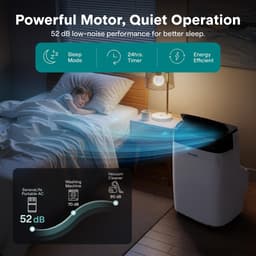 Mobiele airco 12.000 BTU – 3-in-1 airconditioner – stil – met ontvochtiger, raamkit en afstandsbediening — thumbnail 4
